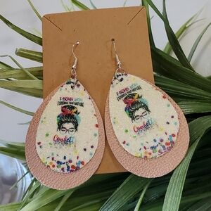 F-BOMB MOM Faux Leather Teardrop Earrings